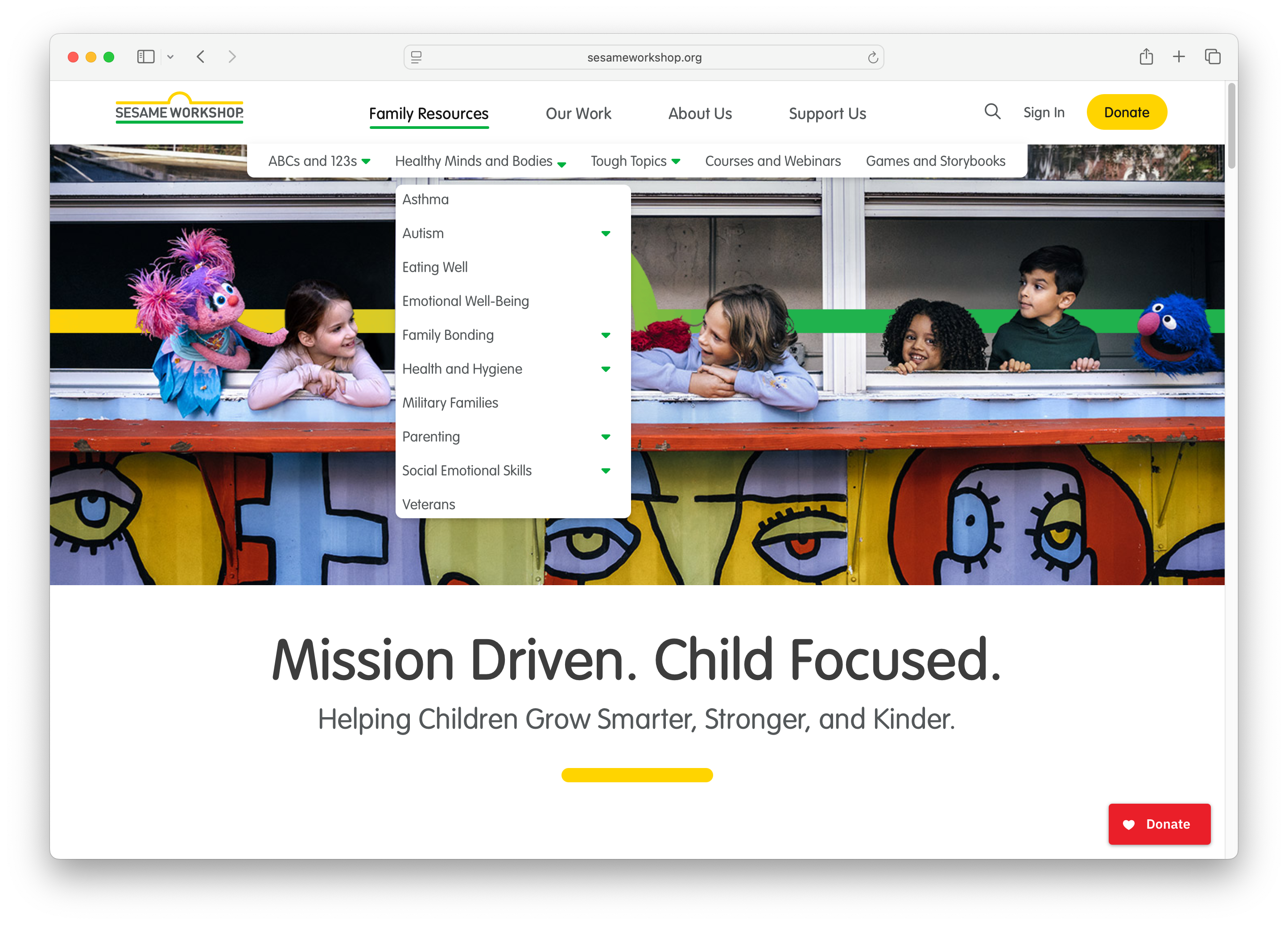 "sesame homepage with nested navigation"