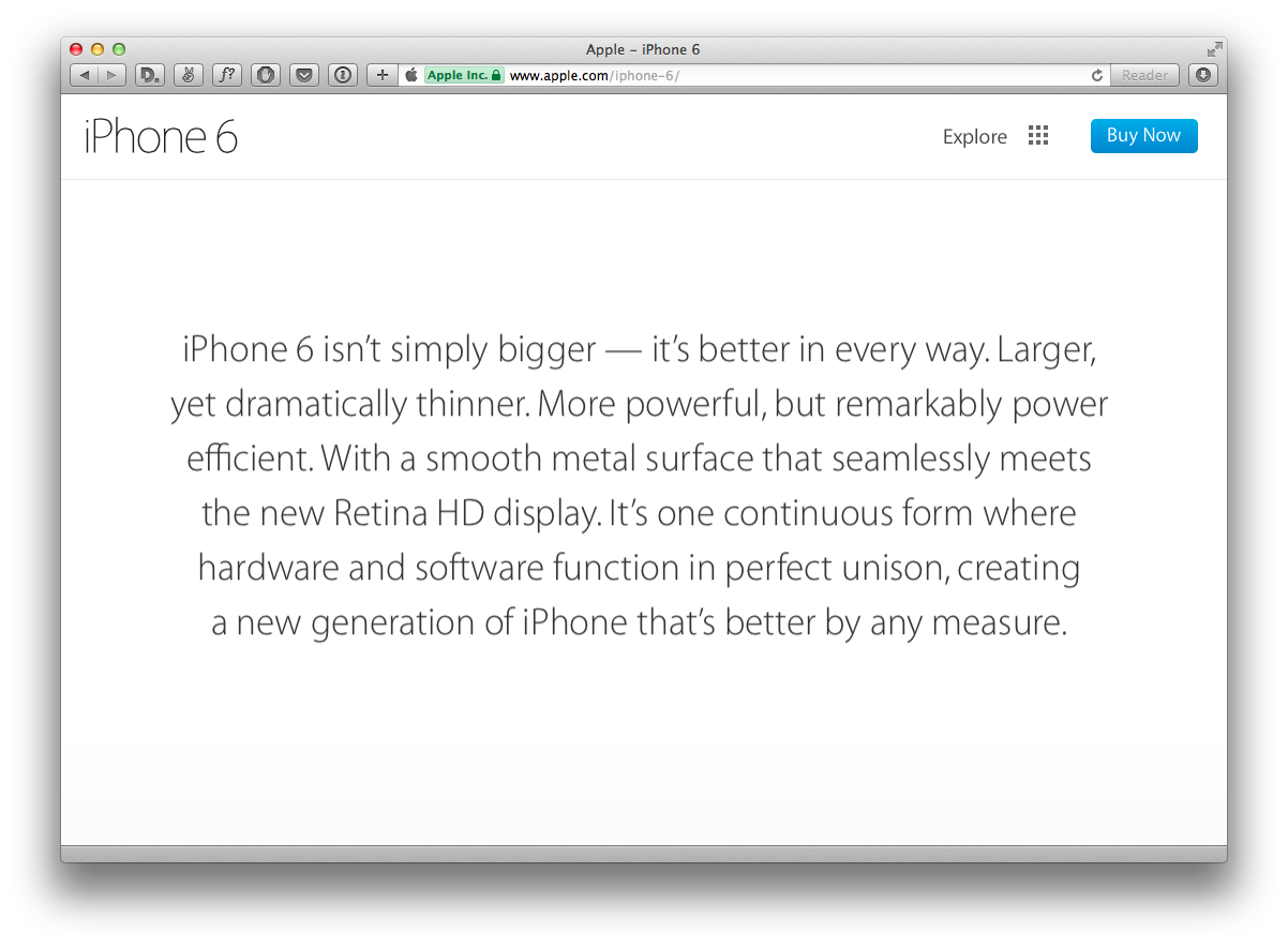 Apple iPhone 6 landing page