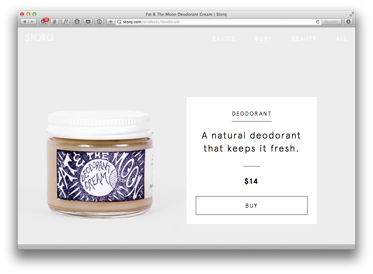 Fat and the Moon Deodorant Cream on Storq’s website