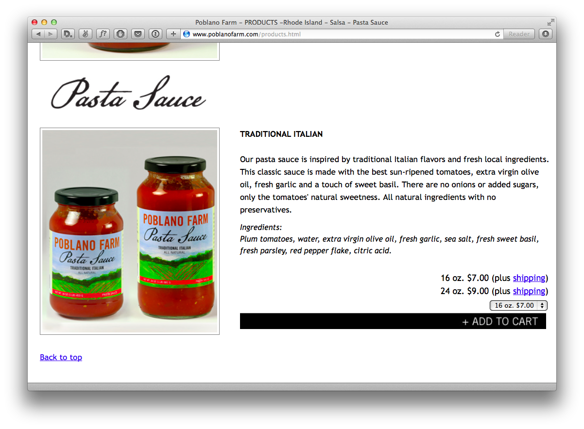 Poblano Farm products screenshot