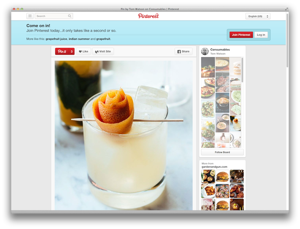 pinterest cocktail interface