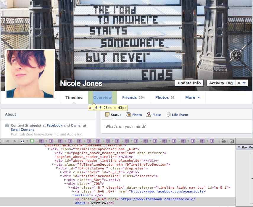 Facebook Timeline — Inspect Element